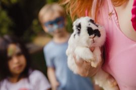 child with bunny